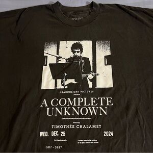 A Complete Unknown Bob Dylan Movie T Shirt NWOT
